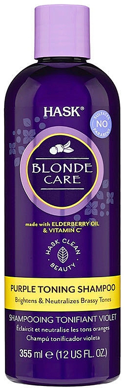 Bezsiarczanowy szampon do włosów blond - Hask Blonde Care Purple Toning Shampoo — Zdjęcie N1