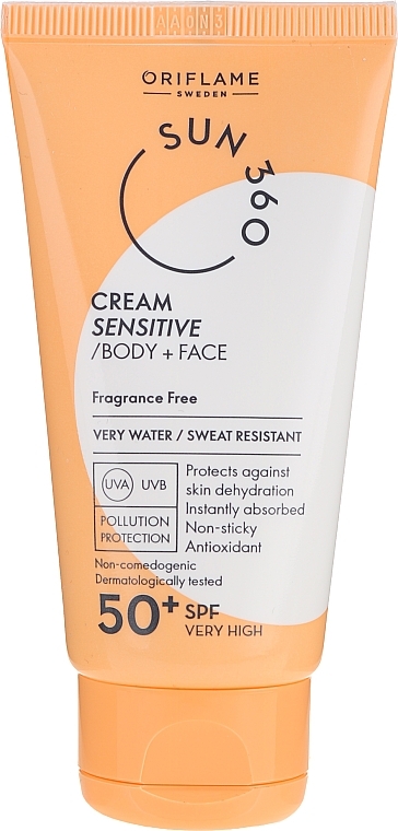 PRZECENA! Krem do opalania do skóry wrażliwej SPF 50 - Oriflame Sun 360 Cream Sensitive Body + Face * — Zdjęcie N1