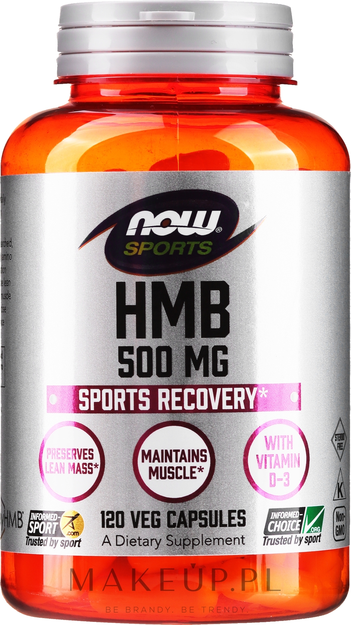 Suplement diety HMB w kapsułkach, 500 mg - Now Foods Sports HMB — Zdjęcie 120 szt.