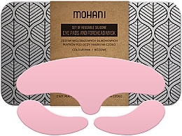 Zestaw wielorazowych silikonowych płatków pod oczy i maski na czoło, różowe - Mohani Eye Pads and Forehead Mask — Zdjęcie N1