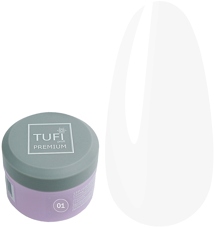 Żel do przedłużania paznokci - Tufi Profi Premium LED Gel 01 Clear