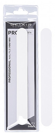 Dwustronny pilnik do paznokci, 100/180 - Elixir Make-Up Professional Nail File 576 White — Zdjęcie N1