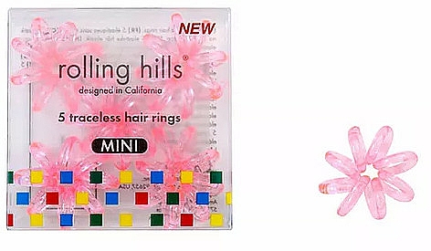 Gumka do włosów, przezroczysty róż, 5 szt. - Rolling Hills 5 Traceless Hair Rings Mini Transparent Pink — Zdjęcie N1