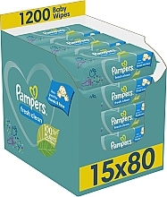 Kup PRZECENA! Nawilżane chusteczki dla niemowląt, 15x80 szt. - Pampers Fresh Clean *