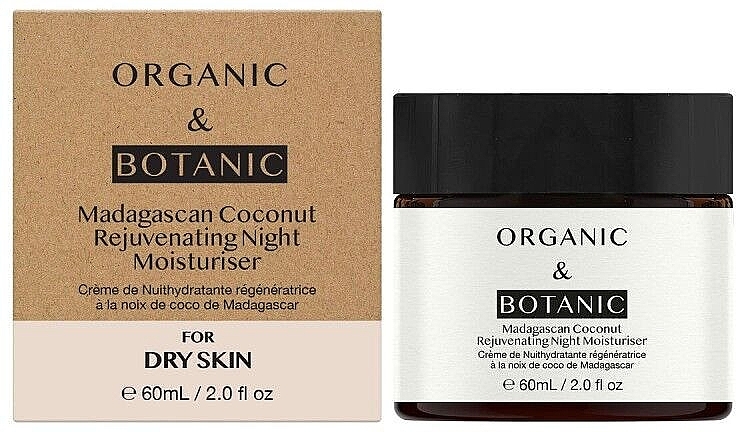 Nawilżający krem na noc do suchej skóry - Organic & Botanic Madagascan Coconut Rejuvenating Night Moisturiser For Dry Skin — Zdjęcie N1