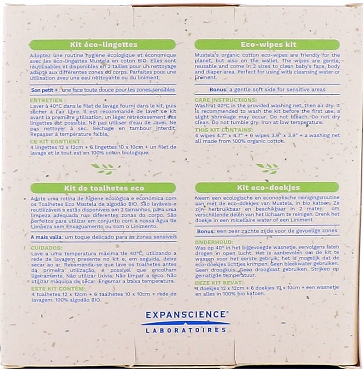 Chusteczki ekologiczne wykonane w 100% z bawełny organicznej - Mustela Eco-Wipers Kit (wymienny wkład) — Zdjęcie N2