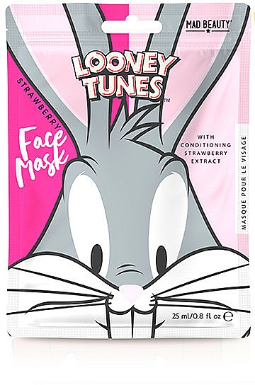 Maseczka w płachcie do twarzy Truskawka - Mad Beauty Looney Tunes Mascarilla Facial Bugs Bunny — Zdjęcie N1