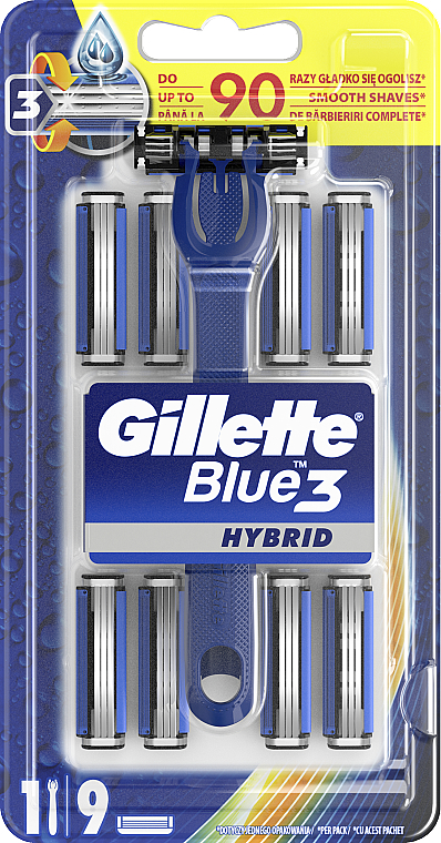 Maszynka do golenia z 9 wymiennymi ostrzami - Gillette Blue 3 Hybrid