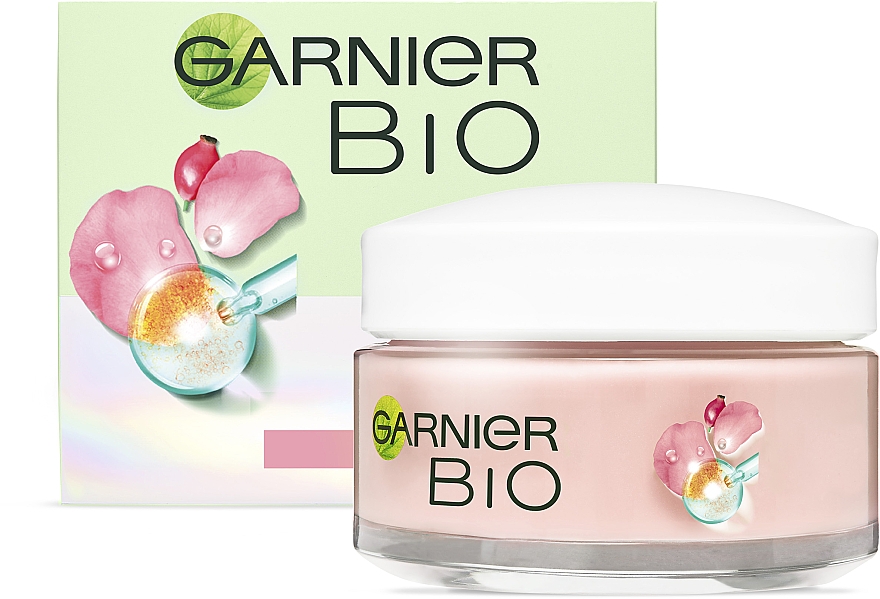 Krem z olejkiem z dzikiej róży rozjaśniający poszarzałą skórę - Garnier Bio Rosy Glow 3in1 Youth Cream — Zdjęcie N6