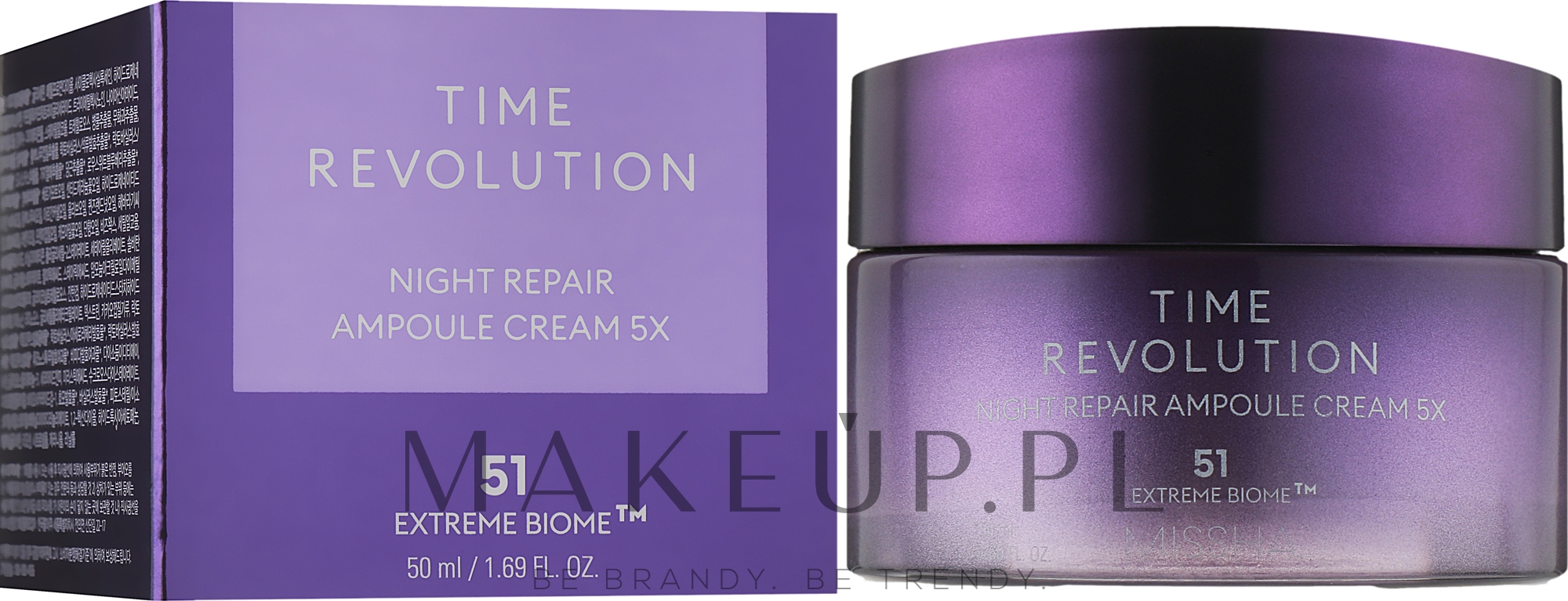Rozświetlający krem do twarzy na noc - Missha Time Revolution Night Repair Ampoule Cream 5X — Zdjęcie 50 ml