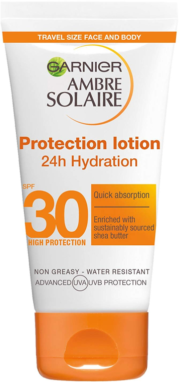 Przeciwsłoneczny balsam nawilżający do twarzy i ciała SPF 30 - Garnier Ambre Solaire Protection Lotion Face & Body — Zdjęcie N1