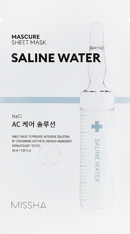 Nawilżająca maseczka w płachcie do twarzy - Missha Mascure AC Care Solution Sheet Mask Saline Water