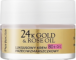 Luksusowy krem intensywnie przeciwzmarszczkowy do twarzy - Perfecta 24k Gold & Rose Oil Anti-Wrincle Cream 80+ — Zdjęcie N2