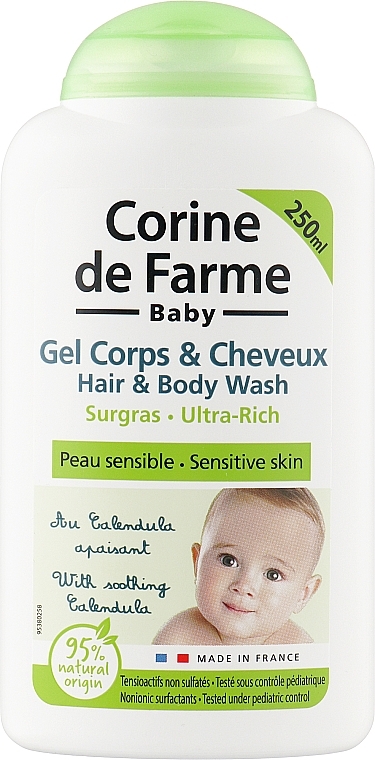 Delikatny żel dla dzieci i niemowląt do mycia włosów i ciała do skóry wrażliwej - Corine De Farme Hair & Body Wash