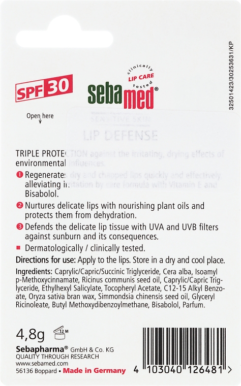 Ochronna pomadka do ust SPF 30 - Sebamed Lip Defense Balm — Zdjęcie N2