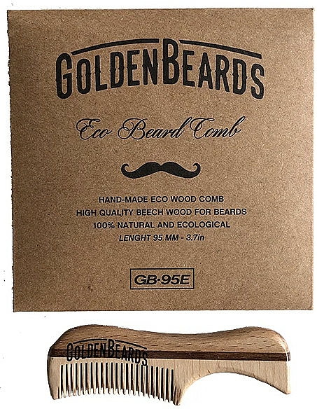 Drewniany grzebień do brody, 9,5 cm - Golden Beards Eco Moustache Comb — Zdjęcie N2