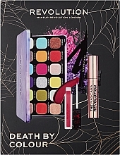 Zestaw - Makeup Revolution Death By Colour Set (mascara/12ml + eye/shadow/18x1.1g + lipstick/2.2g + eye/liner/1ml) — Zdjęcie N1