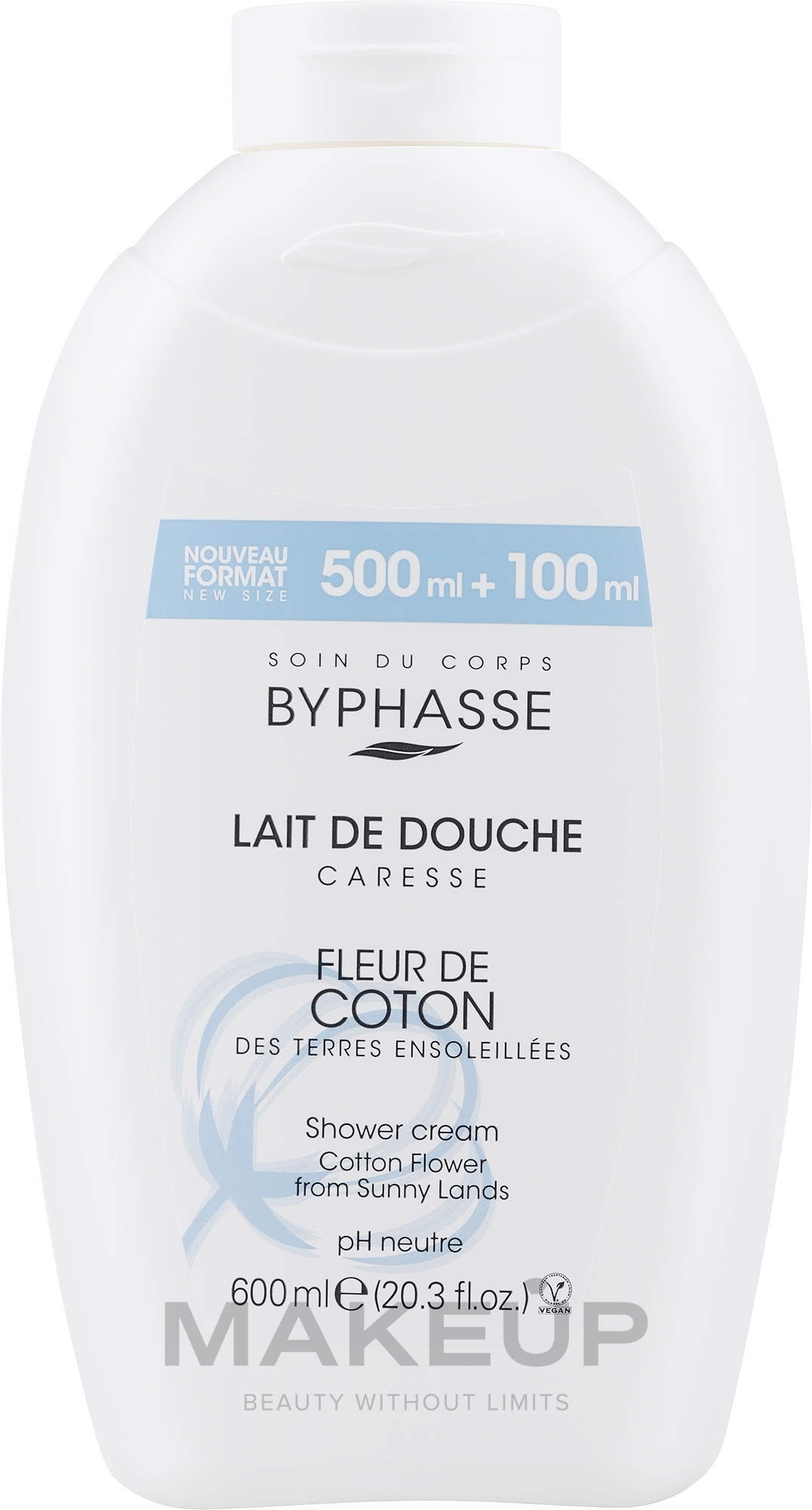 Krem pod prysznic z kwiatem bawełny - Byphasse Caresse Body Coton Flower Shower Cream — Zdjęcie 600 ml