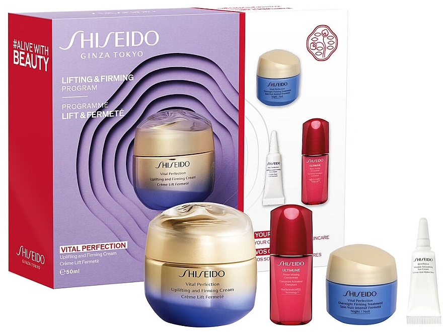 Zestaw - Shiseido Vital Perfection Lifting & Firming Program (cr/50ml + n/cr/15ml + conc/10ml + eye/cr/3ml) — Zdjęcie N1