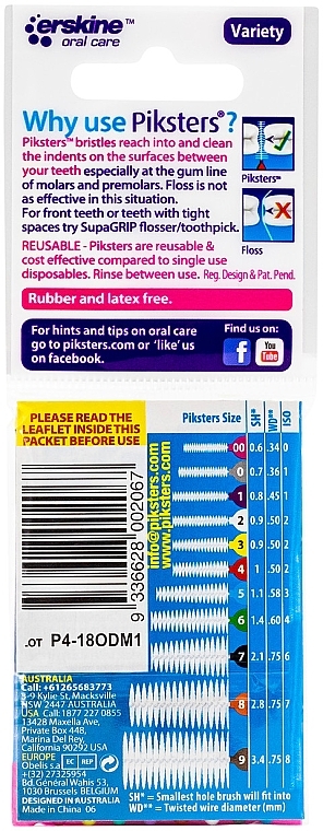 Szczoteczki międzyzębowe 00-6, 8 szt - Piksters Interdental Brushes Variety — Zdjęcie N2