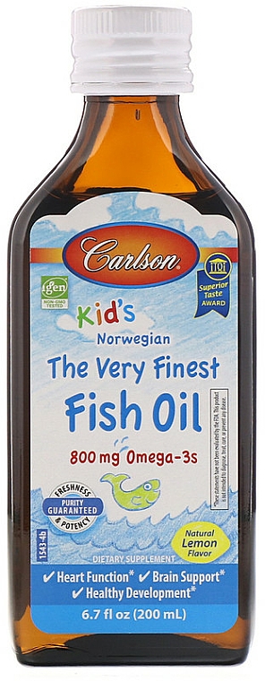 Olej rybny w płynie dla dzieci - Carlson Labs Kid's The Very Finest Fish Oil — Zdjęcie N1