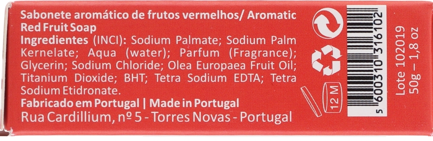 Naturalne mydło w kostce Czerwone owoce, jaskółki - Essências de Portugal Senses Aromatic Red Fruits Soap — Zdjęcie N2