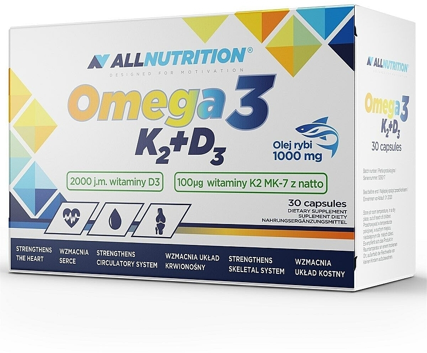 Suplement diety K2 + D3 - Allnutrition Omega 3 K2+D3 — Zdjęcie N1