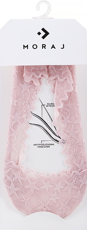 Koronkowe skarpetki baleriny damskie 1 para, różowe - Moraj — Zdjęcie N1