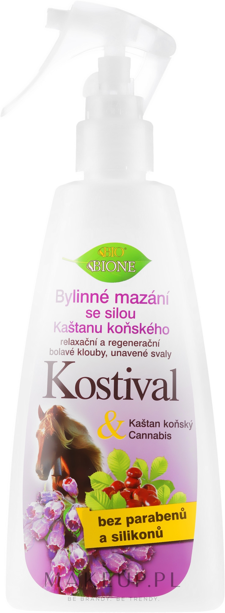 PRZECENA! Odprężający spray do stóp - Bione Cosmetics Cannabis Kostival Herbal Salve With Horse Chestnut * — Zdjęcie 260 ml