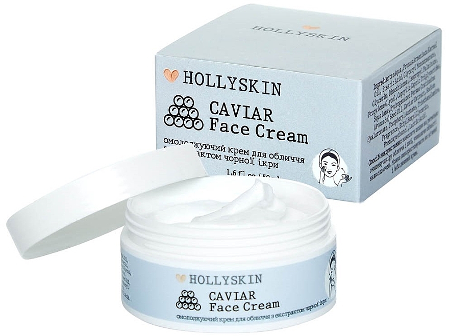 Odmładzający krem do twarzy z ekstraktem z czarnego kawioru - Hollyskin Caviar Face Cream — Zdjęcie N1