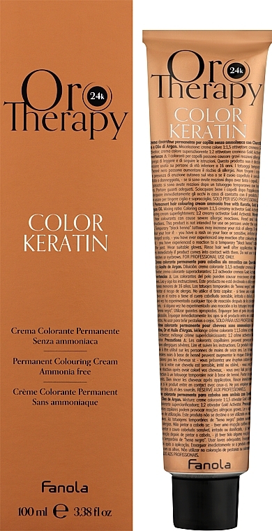 Farba do włosów bez amoniaku - Fanola Oro Therapy Color Keratin Oro Puro Permanent Colouring Cream — Zdjęcie N2