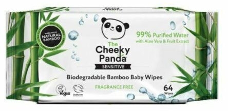 Bambusowe chusteczki nawilżane, 64 szt - The Cheeky Panda Biodegradable Bamboo Baby Wipes — Zdjęcie N1