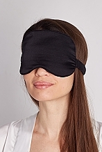 Naturalna jedwabna maska do spania z etui, czarna - de Lure Sleep Mask — Zdjęcie N2