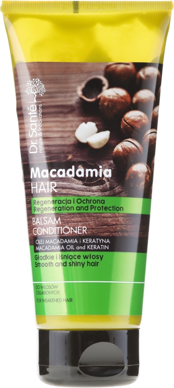Regenerujący balsam ochronny z olejem macadamia i keratyną do włosów osłabionych - Dr. Santé Macadamia Hair