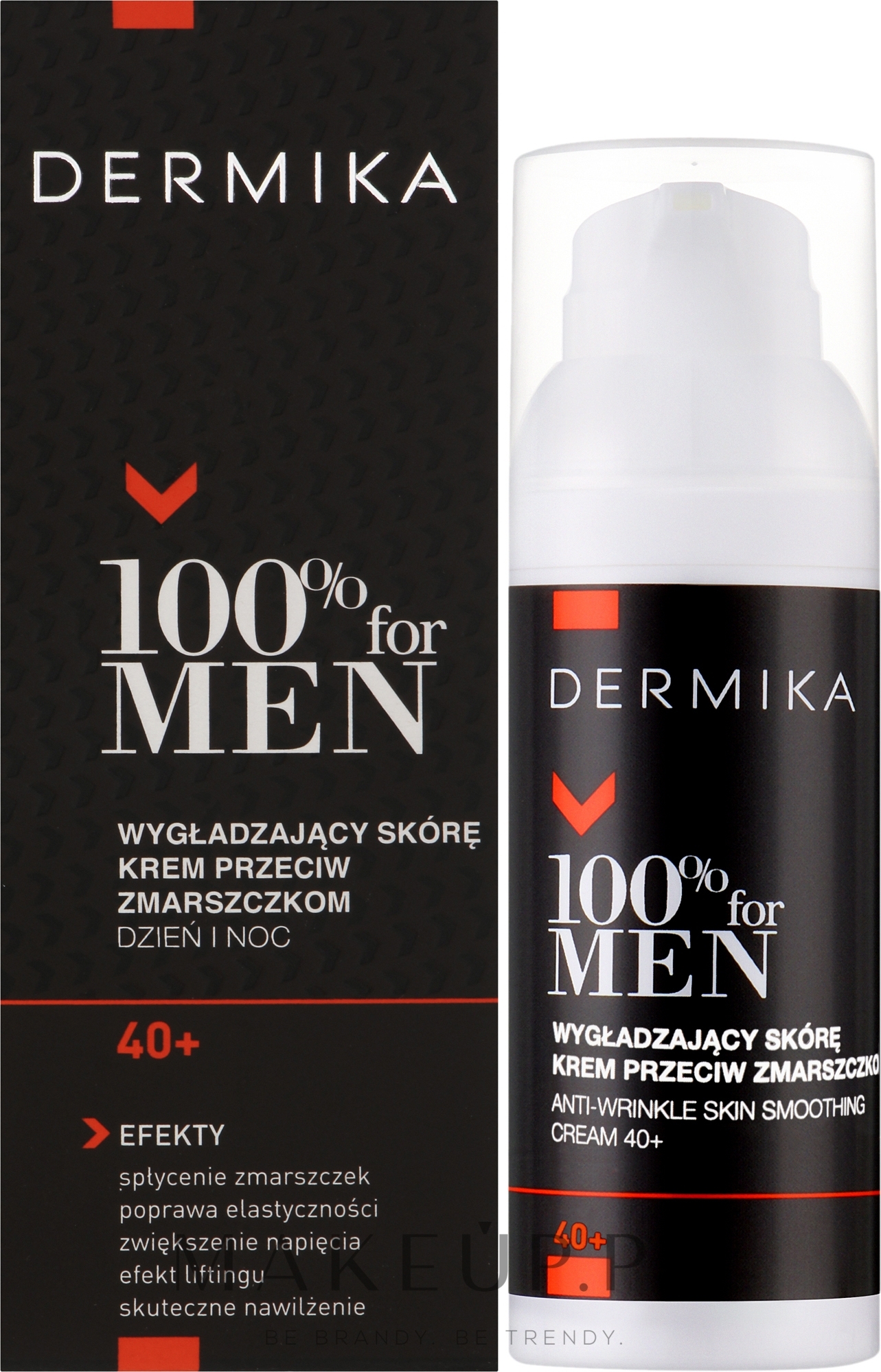 Przeciwzmarszczkowy krem dla mężczyzn 40+ wygładzający skórę - Dermika 100% For Men Skin Smoothing Anti-Wrinkle Cream — Zdjęcie 50 ml