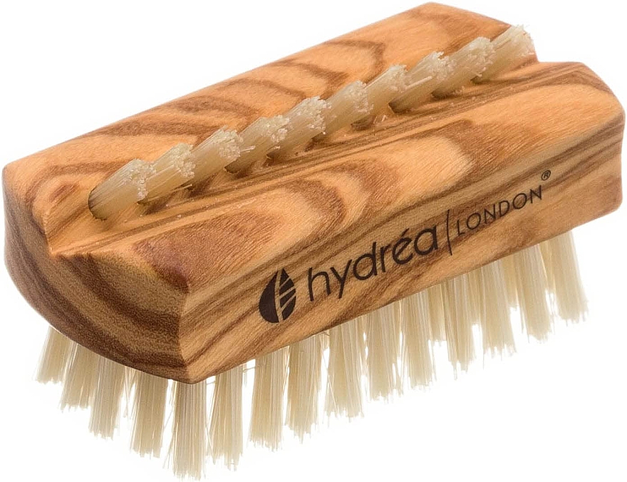 Szczotka podróżna z drewna oliwnego do rąk i paznokci - Hydrea London Olive Wood Nail Brush With Pure Bristle — Zdjęcie N1