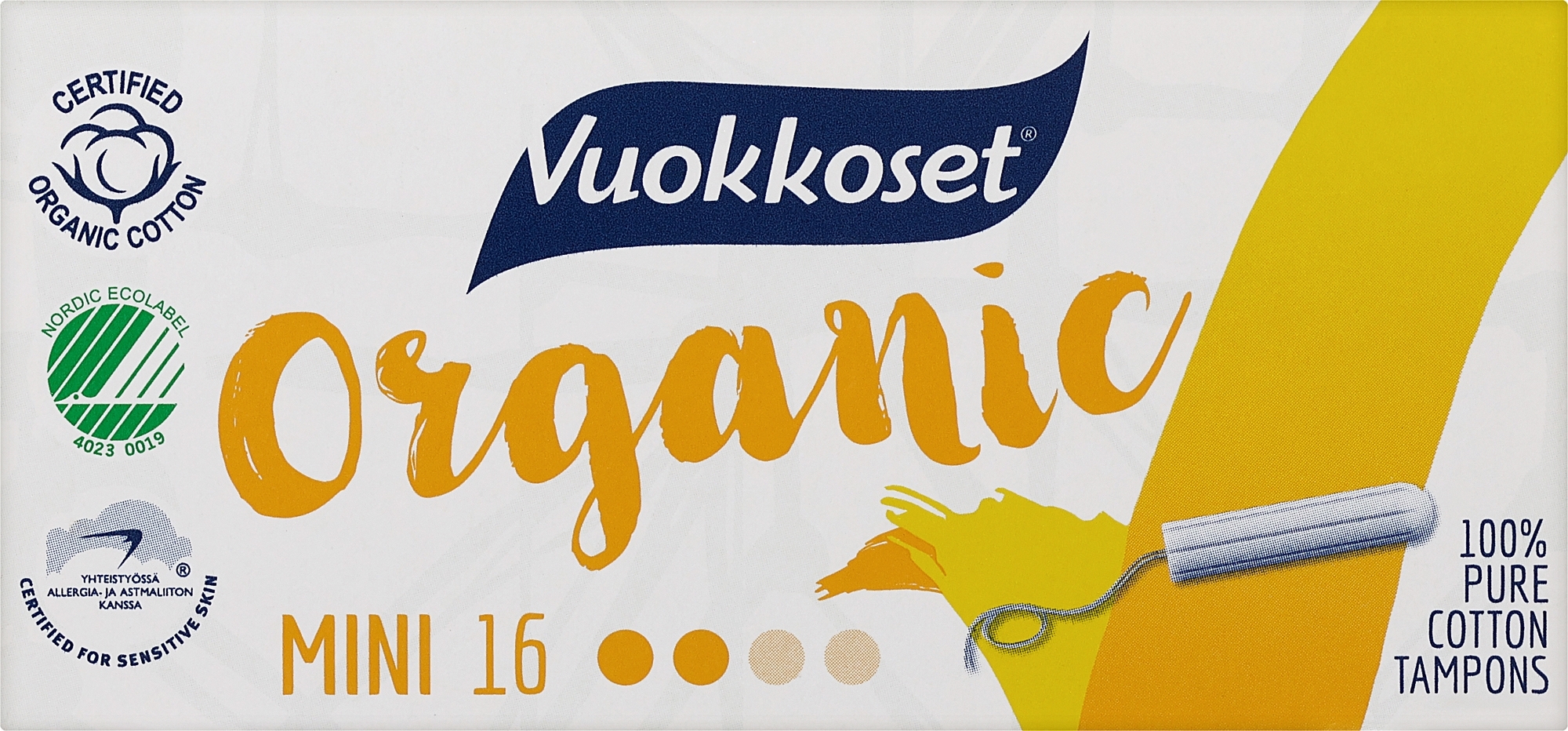 Organiczne minitampony bez aplikatora, 16 szt. - Vuokkoset Organic Mini Tampons — Zdjęcie 16 szt.