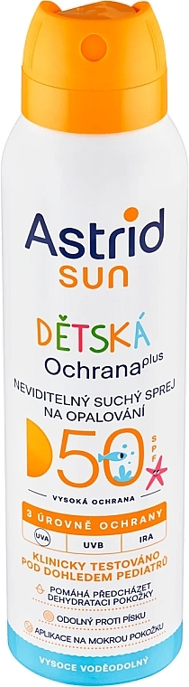 Suchy spray do ochrony przeciwsłonecznej - Astrid Sun Kids SPF 50 Invisible Dry Spray — Zdjęcie N1