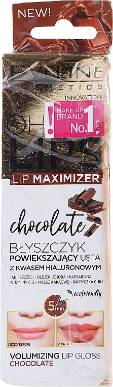 PRZECENA! Błyszczyk powiększający usta - Eveline Cosmetics OH! My Lips Lip Maximizer Chocolate * — Zdjęcie N2
