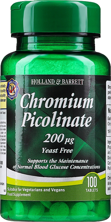 Pikolinian chromu w kapsułkach, 200 µg - Holland & Barrett Chromium Picolinate — Zdjęcie N1