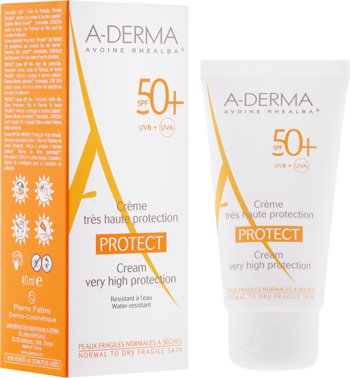 Przeciwsłoneczny krem do ciała SPF 50+ - A-Derma Protect Cream Very High Protection — Zdjęcie N1