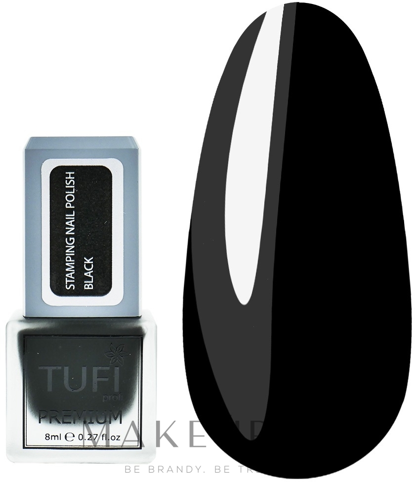 Lakier do stemplowania, 8 ml - Tufi Profi Premium Stamping Nail Polish — Zdjęcie Black