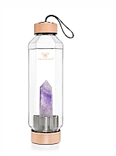 Szklana butelka na wodę z ametystem, 650 ml - Crystallove Hexagon Amethyst Bottle — Zdjęcie N1