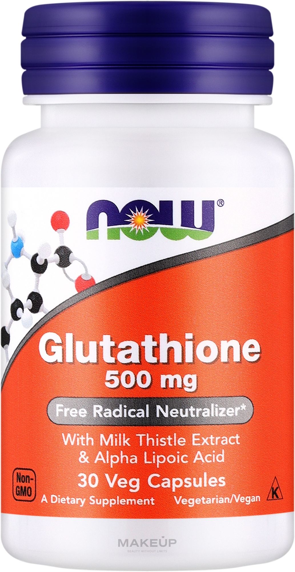 Glutation 500 mg wspierający detoksykację organizmu - Now Foods Glutathione — Zdjęcie 30 szt.