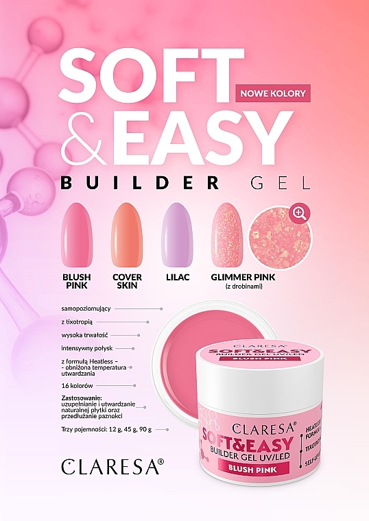 Modelujący żel do paznokci - Claresa Soft & Easy Builder Gel UV/LED Lilac — Zdjęcie N6