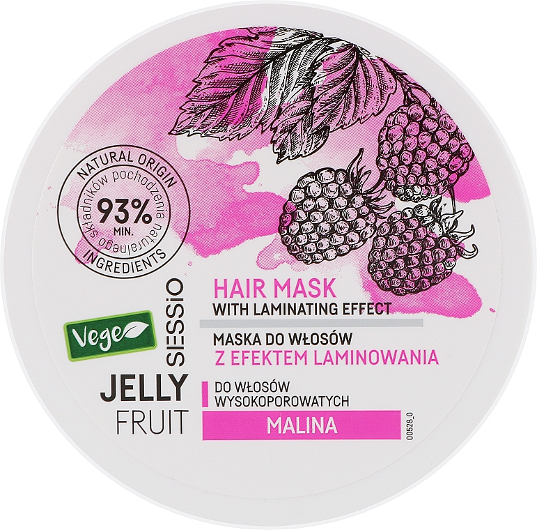 Maska do włosów wysokoporowatych z efektem laminowania Malina - Sessio Jelly Fruit Hair Mask