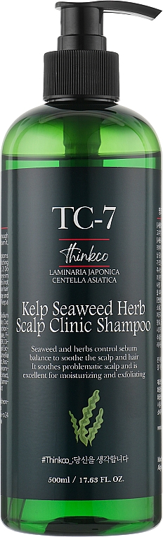 Szampon do włosów przetłuszczających się z ekstraktem z alg - Thinkco TC-7 SeaWeed Herb Scalp Clinic Shampoo — Zdjęcie N1