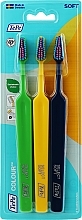 Zestaw szczoteczek do zębów, 3 szt., zielona + żółta + niebieska - TePe Colour Soft — Zdjęcie N1