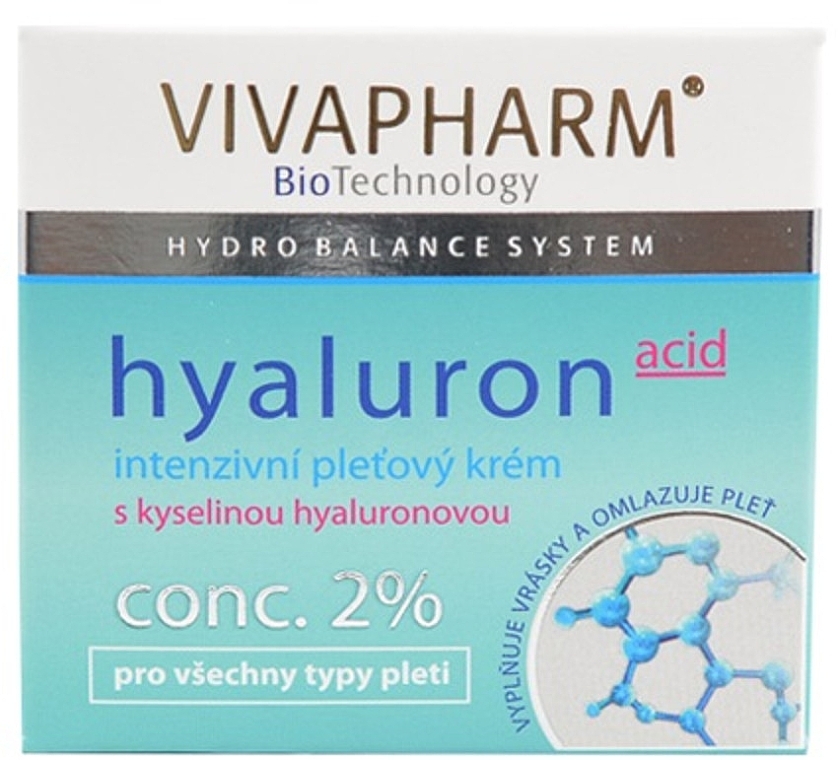 Liftingujący krem ​​do twarzy z kwasem hialuronowym - Vivaco Vivapharm Intensive Hyaluronic Acid Cream — Zdjęcie N3
