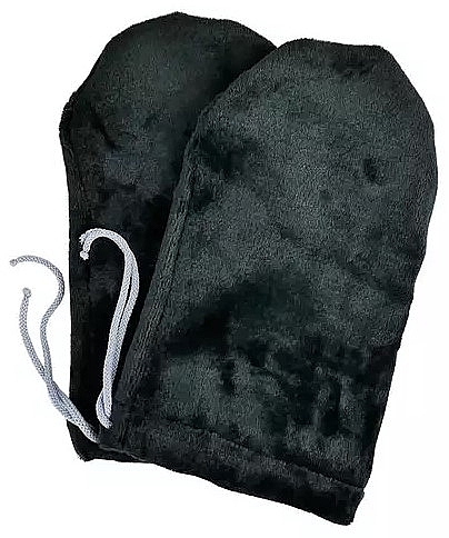 Rękawiczki frotte do zabiegu parafinowego, czarne - Tufi Profi Premium — Zdjęcie N1